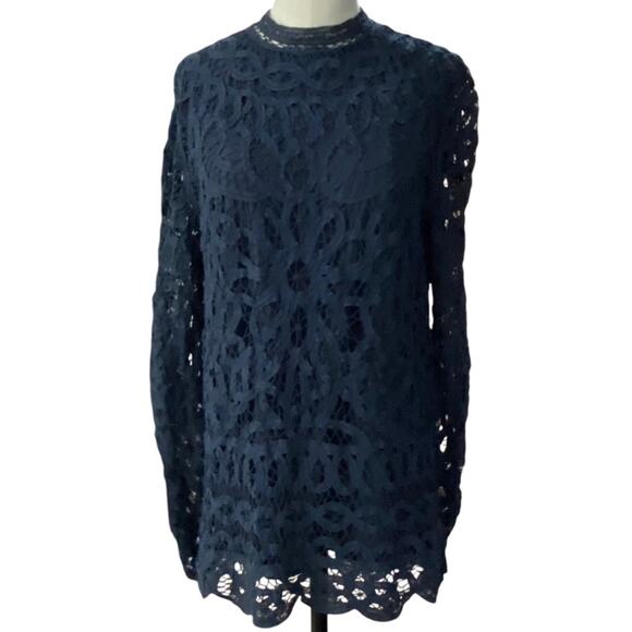 J McLAUGHLIN Navy BlUe Yvoire Lace Women's Top Size Medium - Picture 4 of 12